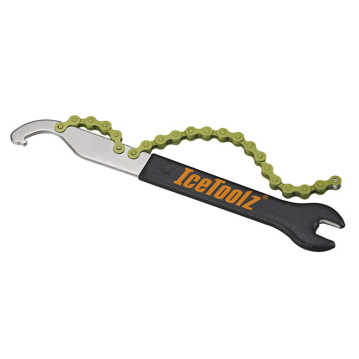 IceToolz Zahnkranzgegenhalter/-zerleger inkl. 15 mm Pedalschlüssel und Hakenschlüssel