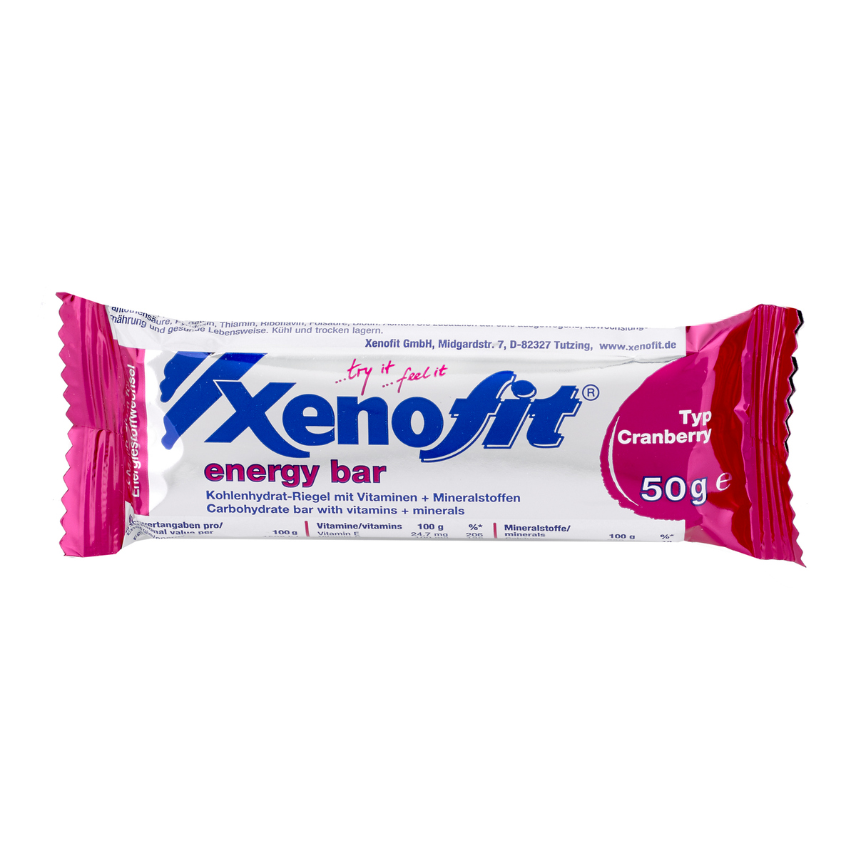 Xenofit Energy Bar Kohlenhydrat-Riegel mit Vitaminen + Mineralstoffen