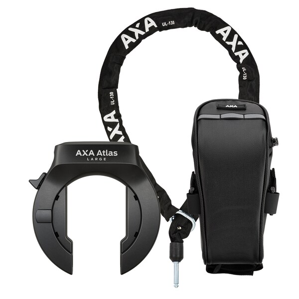Atlas Large Retractable Frame Lock Set incl. ULC 130 Insert Chain and Saddle Bag 