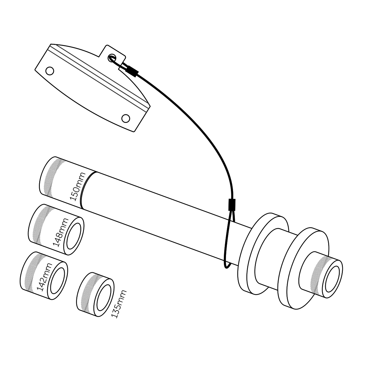 Pro XL Transportachse für 12 mm Steckachsen (Hinterrad)