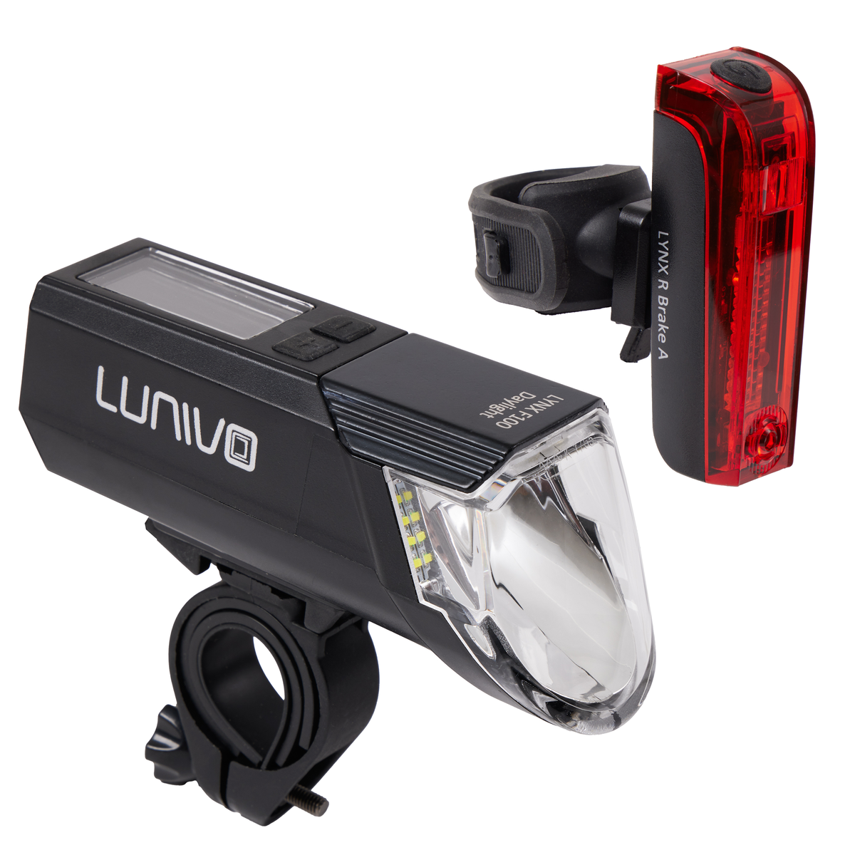Lynx F100 Daylight and Lynx R Brake A Rear Light Rechargeable Light Set
