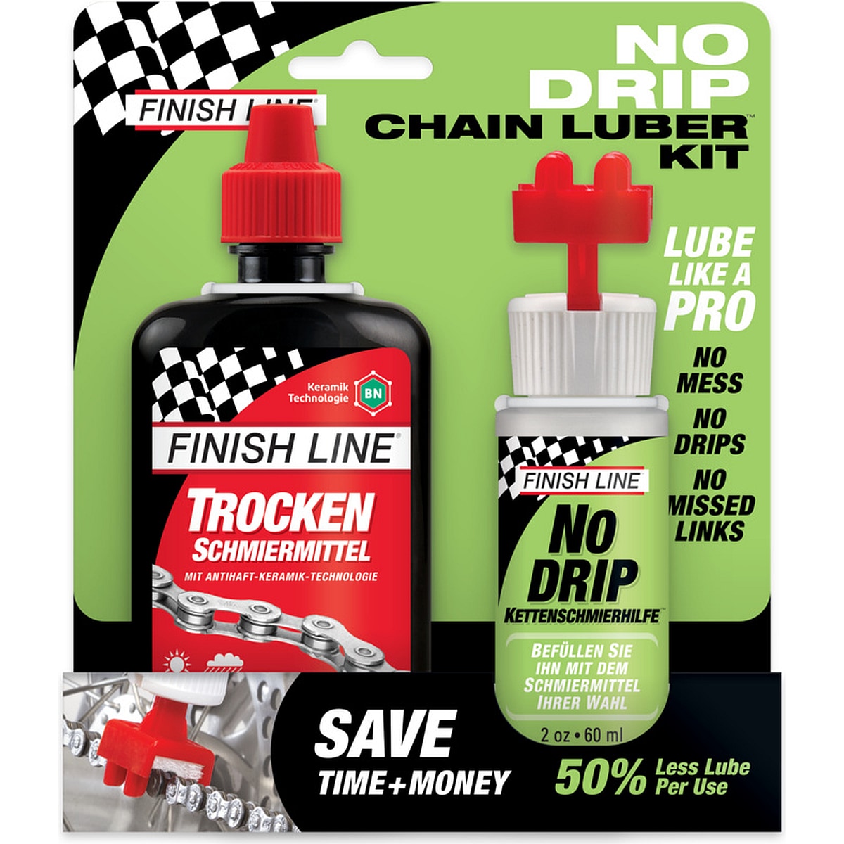 Finish Line No Drip Chain Luber mit Trockenschmiermittel