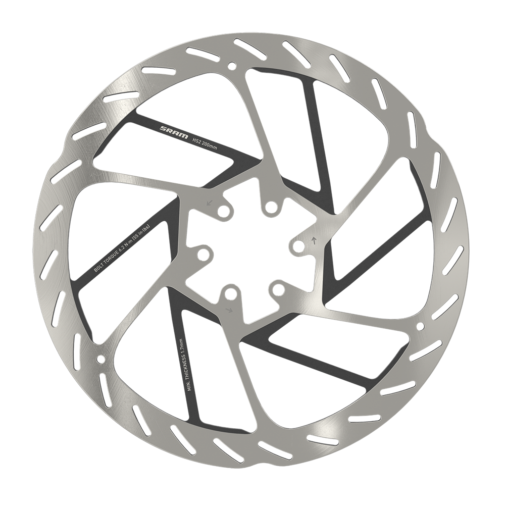HS2 Rounded 6-hole Brake Disc, incl. Steel Mounting Bolts