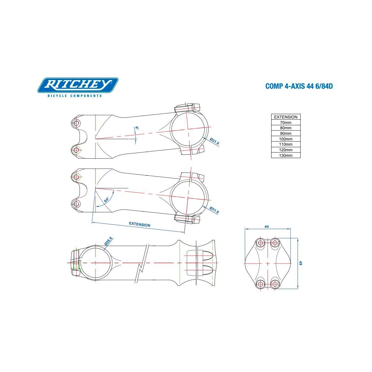 Comp 4-Axis-44 84° Stem