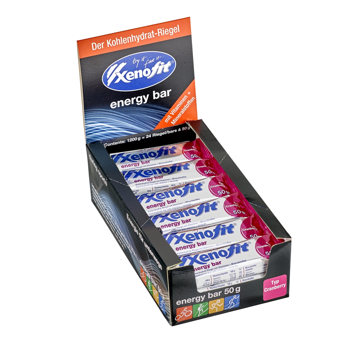 Xenofit Energy Bar Kohlenhydrat-Riegel mit Vitaminen + Mineralstoffen