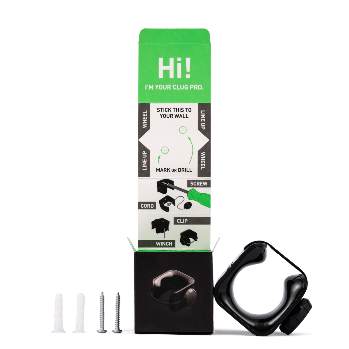 CLUG PRO HYBRID Bicycle Wall Bracket 1.3"-1.7" Secured with Fidlock