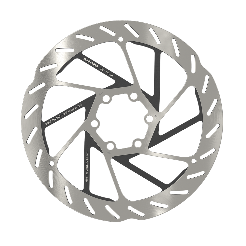 HS2 Rounded 6-hole Brake Disc, incl. Steel Mounting Bolts